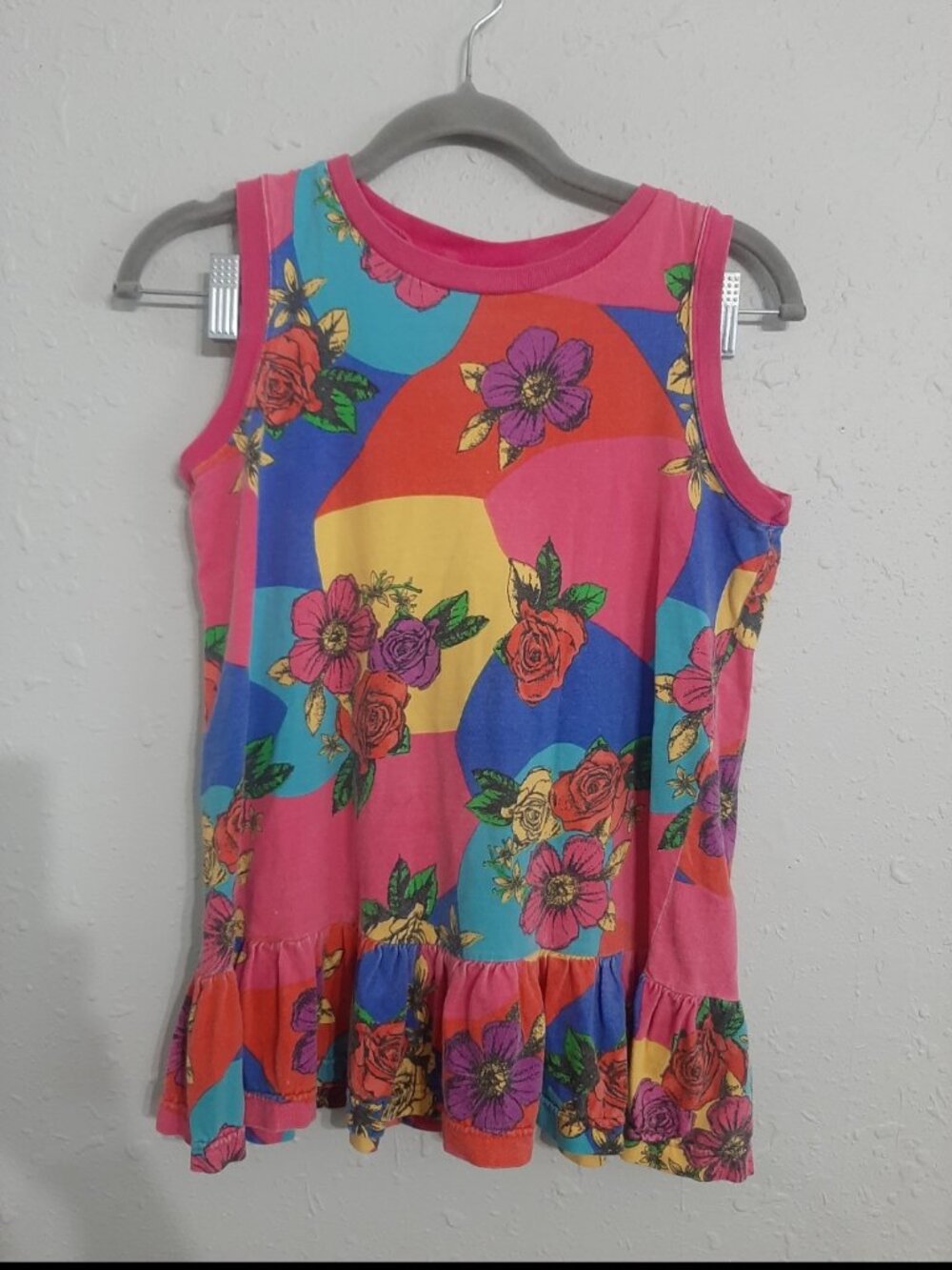 Vintage 90s tank top shirt colorblock geometric floral cotton memento fashion